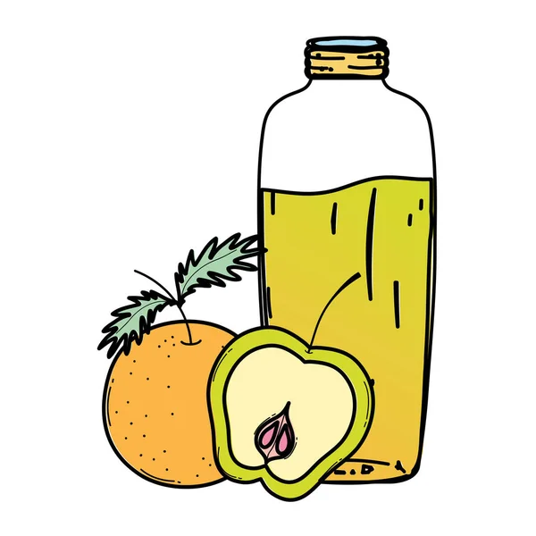 Farbe Orange Und Apfel Gesunder Saft Glas Vektor Illustration — Stockvektor