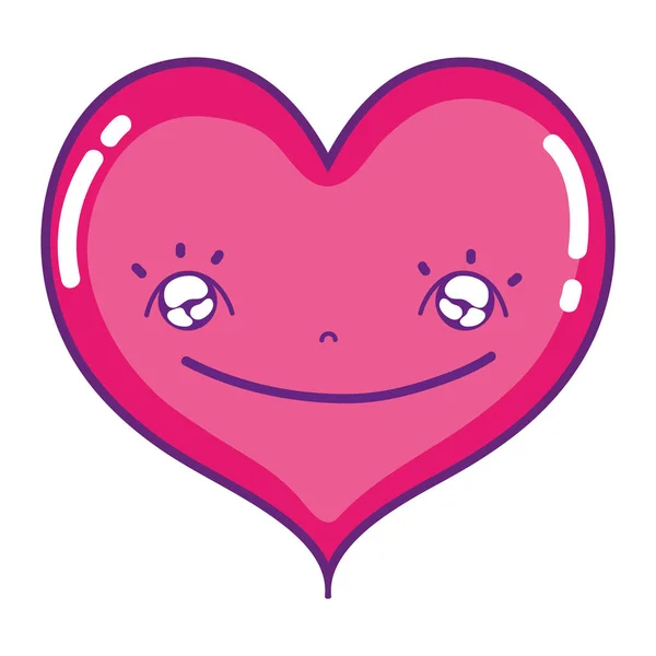 Kawaii Sorriso Coração Bonito Amor Vetor Ilustração — Vetor de Stock