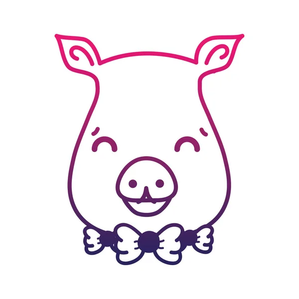 Line Cute Pig Female Wild Animal Vector Illustration — Stock Vector