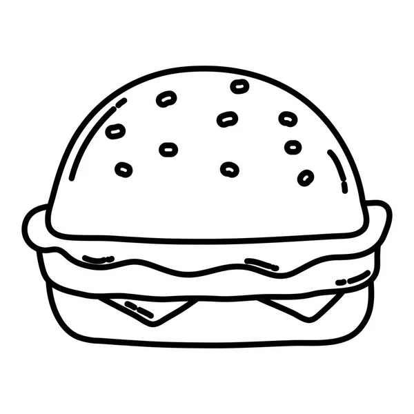 Linie Köstliche Hamburger Ungesund Fastfood Mahlzeit Vektor Illustration — Stockvektor