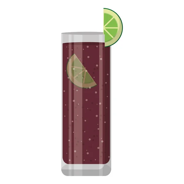 Farbe Trauben Cocktailglas Mit Zitronengetränk Vektorillustration — Stockvektor