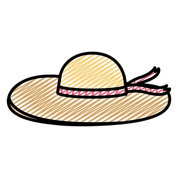 Doodle Moda Sombrero Estilo Femenino Con Cinta Vector Ilustración — Vector de stock