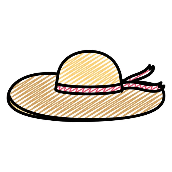 Doodle Moda Sombrero Estilo Femenino Con Cinta Vector Ilustración — Archivo Imágenes Vectoriales