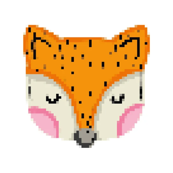 Pixelat Cap Vulpe Drăguț Animal Vector Ilustrare — Vector de stoc