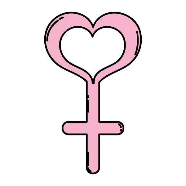 Signo Femenino Color Con Ilustración Vectores Diseño Forma Corazón — Vector de stock