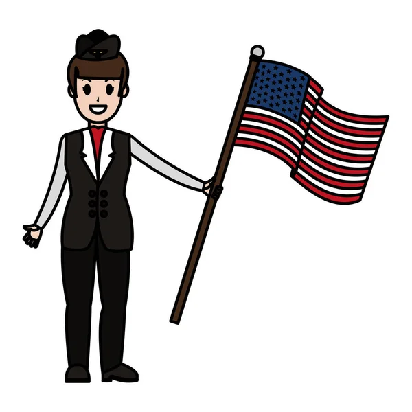 Farbe Glücklich Stewardess Mit Flagge Nation Vektor Illustration — Stockvektor