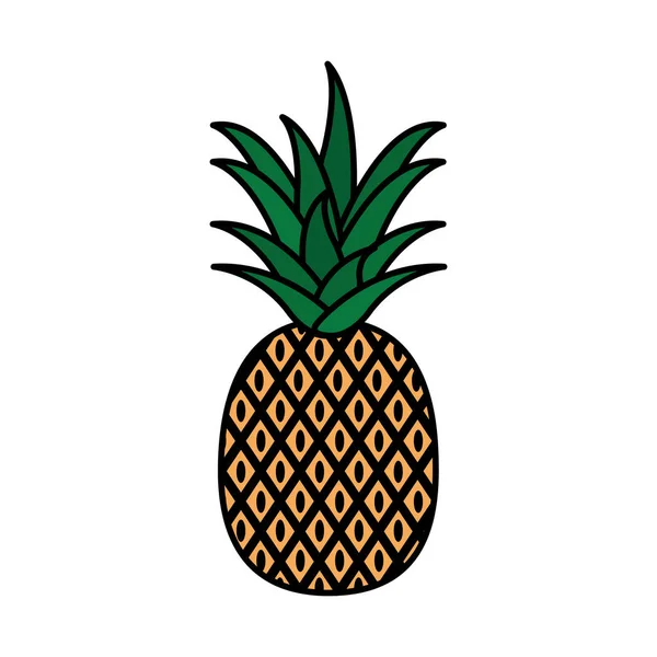 Couleur Délicieux Ananas Fruit Bio Nutrition Vecteur Illustration — Image vectorielle