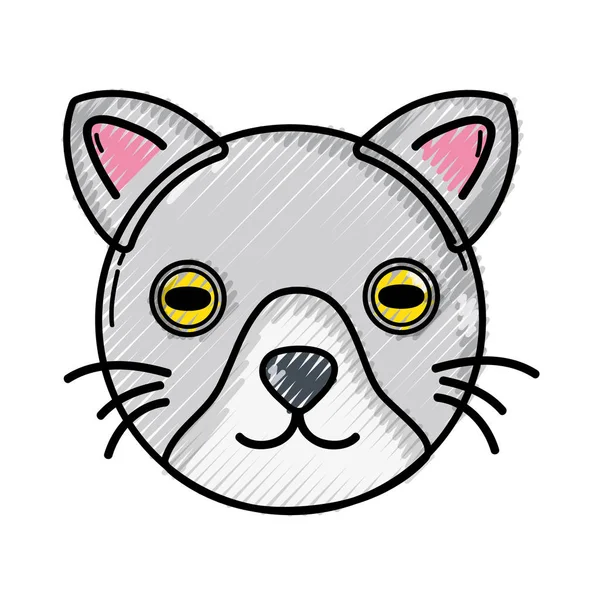 Mignon Chat Tête Râpé Animal Animal Vecteur Illustration — Image vectorielle