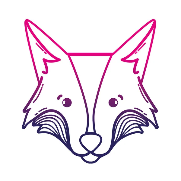 Line Cute Fox Head Wild Animal Vector Illustration — Stock Vector