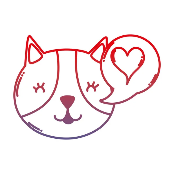 ライン チャット バブル ベクトル図心と幸せな猫を低下 — ストックベクタ
