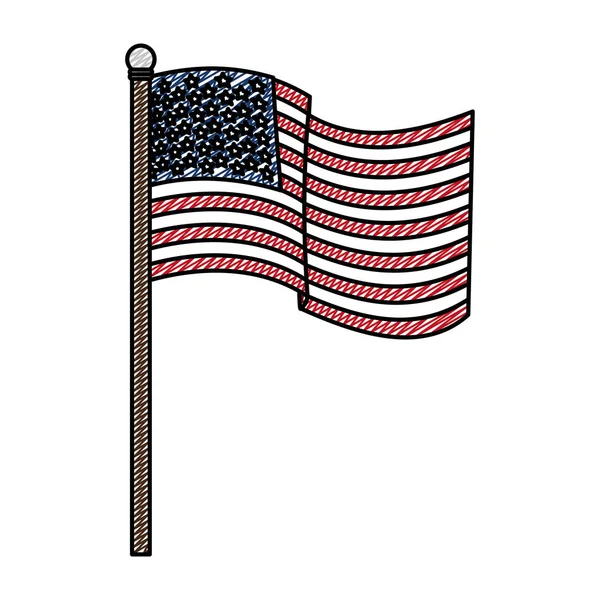 Doodle Usa Vlajka Amerika Patriot Symbol Vektorové Ilustrace — Stockový vektor