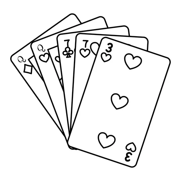 Línea Dos Pares Tarjetas Casino Juego Vector Ilustración — Vector de stock