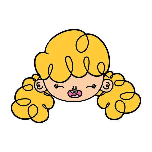 Χρώμα Ευτυχισμένος Κορίτσι Κεφάλι Σγουρά Hairstyle Εικονογράφηση Διάνυσμα — Διανυσματικό Αρχείο