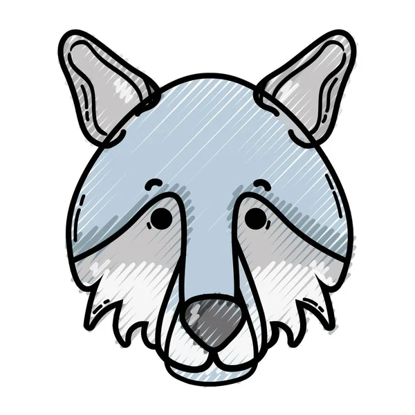 Ralado Bonito Lobo Cabeça Selvagem Animal Vetor Ilustração —  Vetores de Stock
