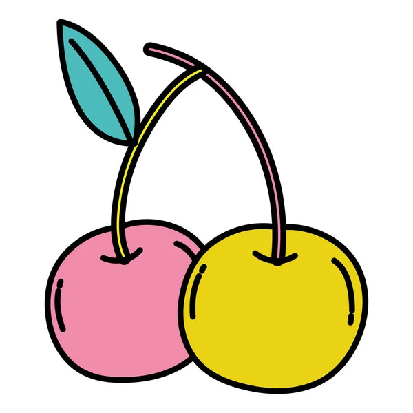 色おいしい Cherrys 有機フルーツ ベクトル イラスト — ストックベクタ