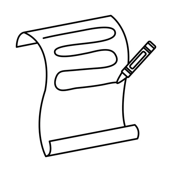 Line Crayon Pencil Writing Sheet Paper — Stock Vector