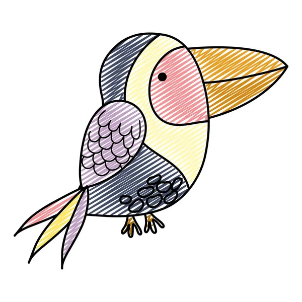 Doodle Niedlichen Exotischen Vogel Wilden Tier Vektor Illustration — Stockvektor