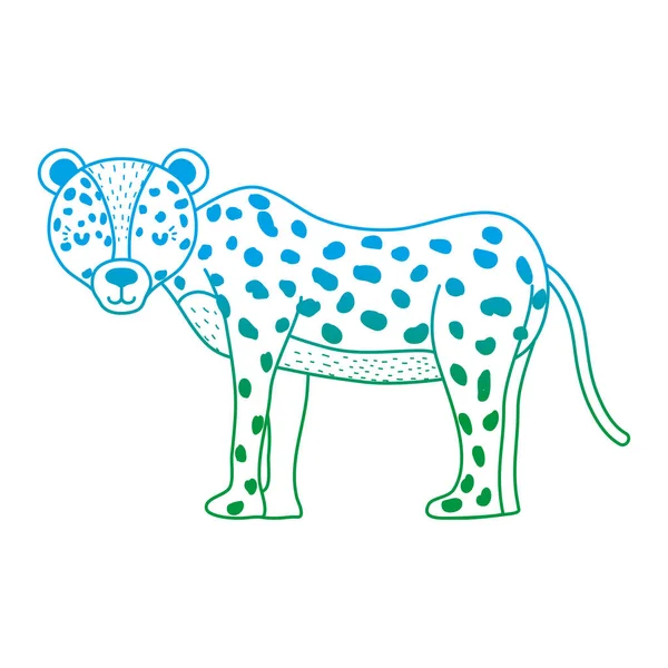 Degradiert Linie Liebenswert Leopard Wilde Tiere Kreatur Vektor Illustration — Stockvektor