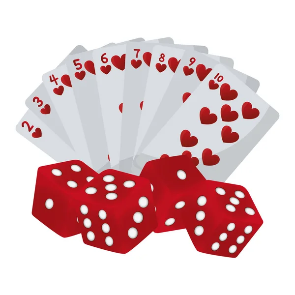 Cuori Poker Carte Dadi Gioco Vettoriale Illustrazione — Vettoriale Stock