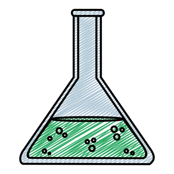 Doodle Laboratuvar Erlenmeyer Kimyasal Bilim Deneme Vektör Çizim — Stok Vektör