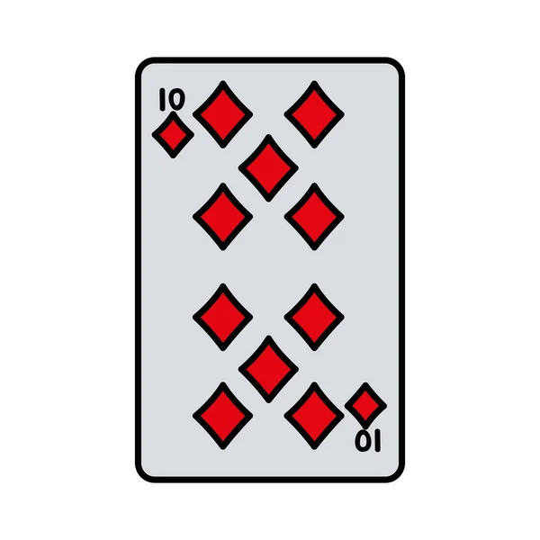 Color Ten Diamonds Casino Card Game Vector Illustration — Stock Vector