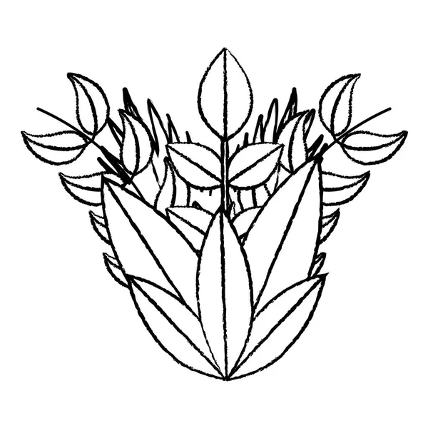 Grunge Natürliche Pflanzen Botanische Tropische Blätter Vektor Illustration — Stockvektor