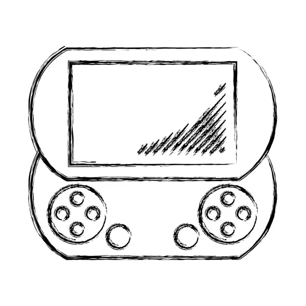 Grunge Electrónica Mano Juego Consola Simulador Vector Ilustración — Vector de stock