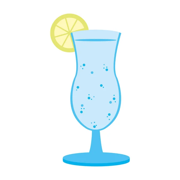 Delicious Cold Beverage Glass Lemon Vector Illustration — Stock Vector