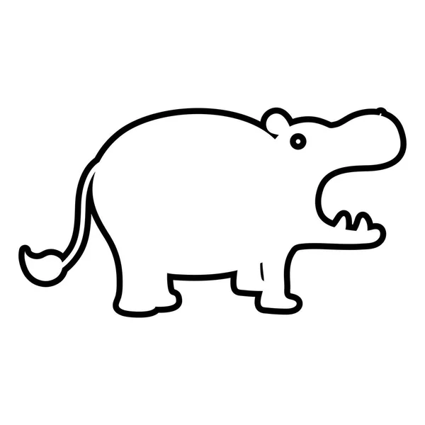 ラインかわいいカバ サファリ野生動物のベクトル図 — ストックベクタ