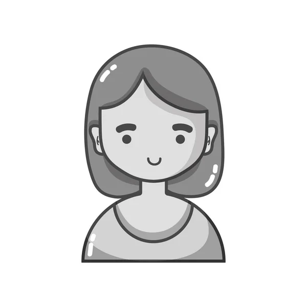 Серая Аватар Девушка Блузкой Прической Дизайн Векторной Иллюстрации — стоковый вектор