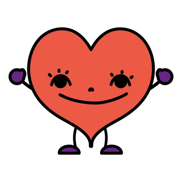 Color Kawaii Sonrisa Corazón Con Brazos Piernas Vector Ilustración — Archivo Imágenes Vectoriales