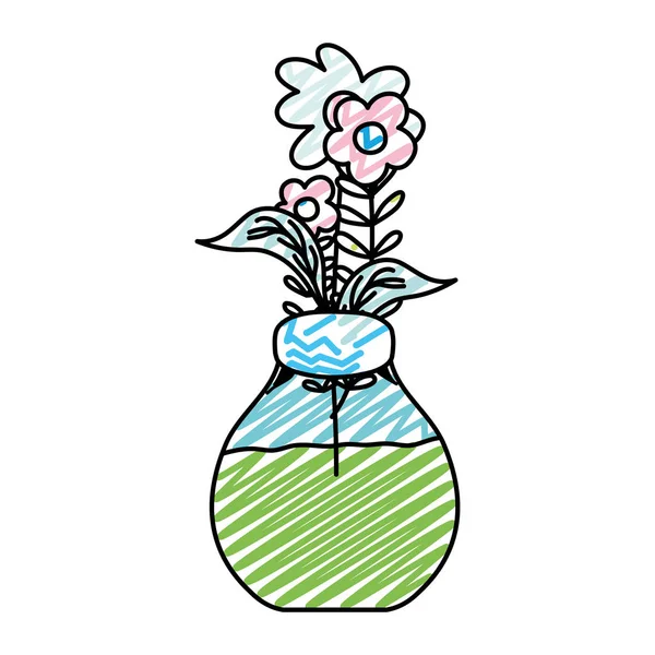Doodle Χαριτωμένο Μπουκέτο Λουλούδια Στην Διατήρηση Mason Διανυσματική Εικόνα — Διανυσματικό Αρχείο