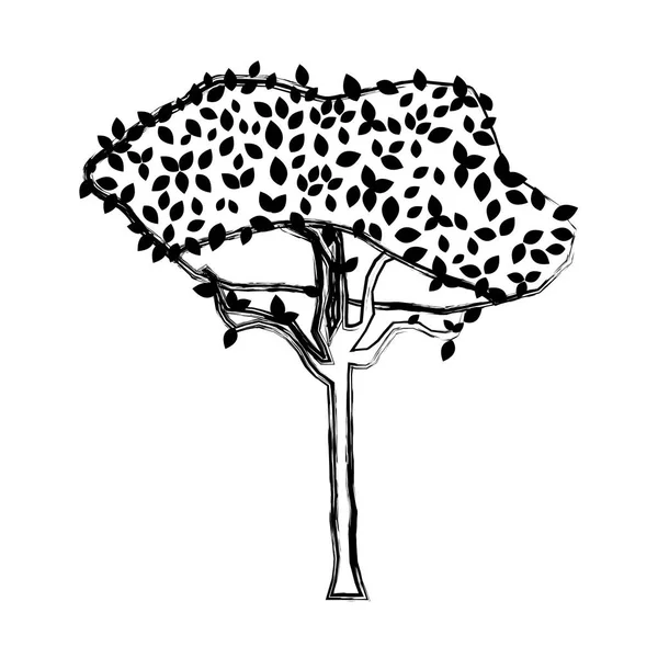 Grunge Albero Della Natura Con Esotico Gambo Botanico Vettoriale Illustrazione — Vettoriale Stock