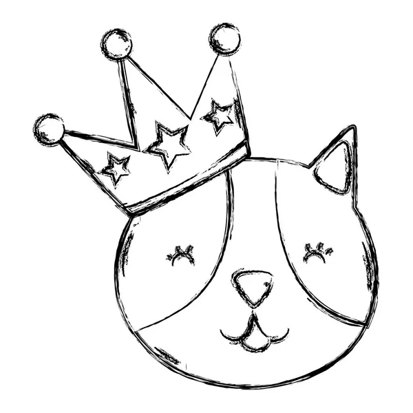 Streszczenie Szczęśliwy Kot Zwierzę Ilustracji Wektorowych Korony — Wektor stockowy