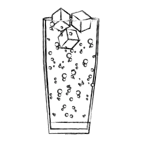 Verre Liqueur Grunge Port Avec Illustration Vectorielle Cubes Glace — Image vectorielle