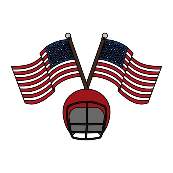 Color Football Helmet Usa Flag Symbol Vector Illustration — Stock Vector