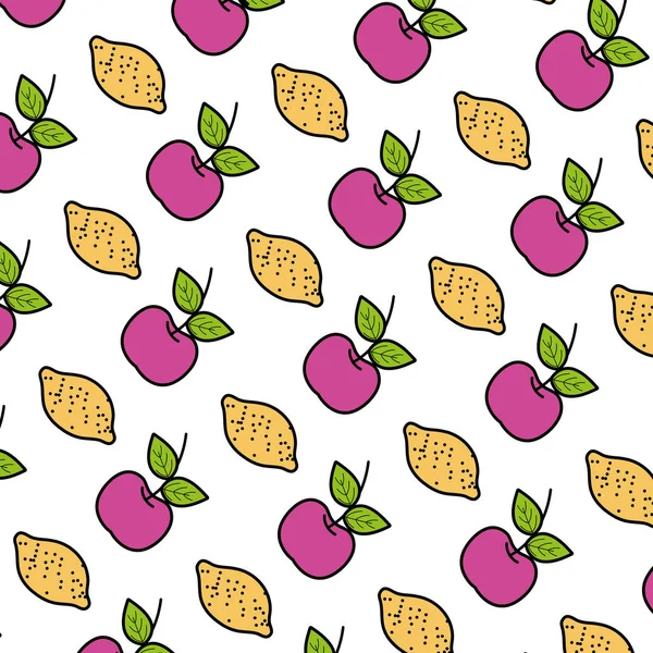 Farbe Köstliche Papaya Und Apfelfrüchte Hintergrund Vektor Illustration — Stockvektor