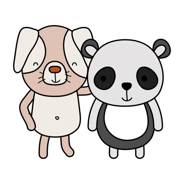 Цветная Собака Панда Милые Друзья Животных Векторные Иллюстрации — стоковый вектор