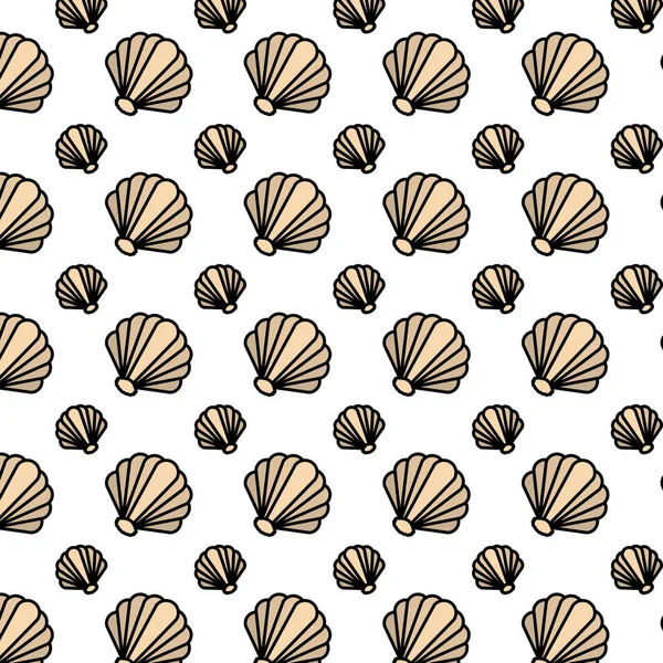 Kleur Schattig Natuur Shell Mariene Achtergrond Vectorillustratie — Stockvector