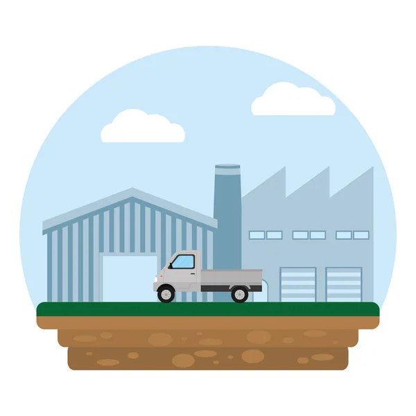 交付商店与卡车运输服务向量例证 — 图库矢量图片