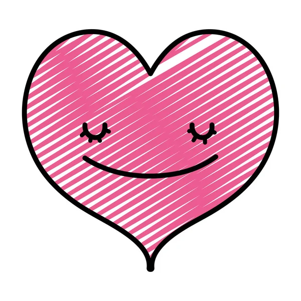 Doodle Kawaii Corazón Feliz Lindo Vector Amor Ilustración — Archivo Imágenes Vectoriales