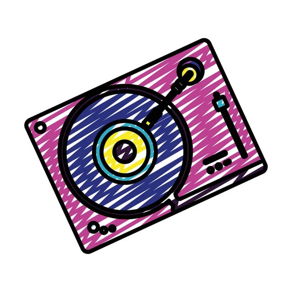 Doodle Walkman Object Listen Stereo Music Wector Illustration — стоковый вектор