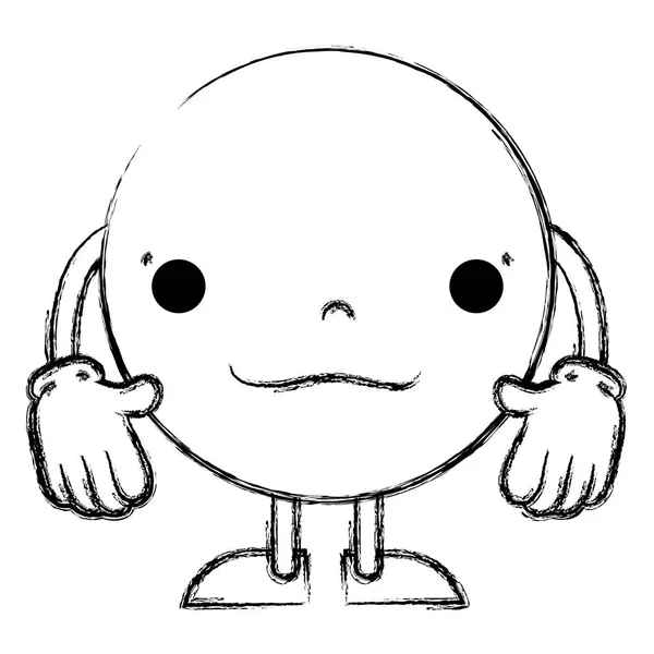 Grunge Nieuwsgierig Emoji Karakter Met Armen Benen Vector Illustratie — Stockvector