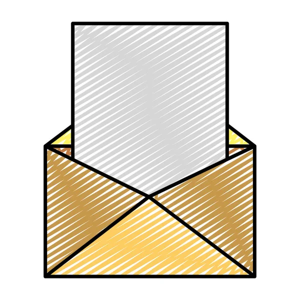 Doodle Mail Сообщение Иллюстрацией Вектора Текстовой Информации Документа — стоковый вектор