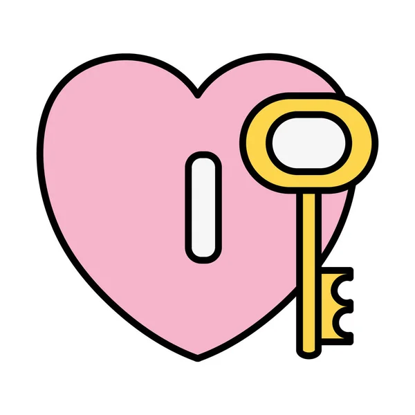 Color Heart Padlock Style Key Access Vector Illustration — Stock Vector