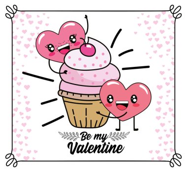 Kalpler muffion Sevgililer günü kutlama vektör çizim için çift