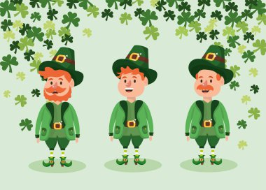 St patrick erkek takım elbise ve yonca ile şapka illüstrasyon vektör