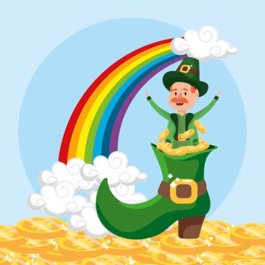 happy st Patrick adam altın önyükleme vektör çizim içinde ile