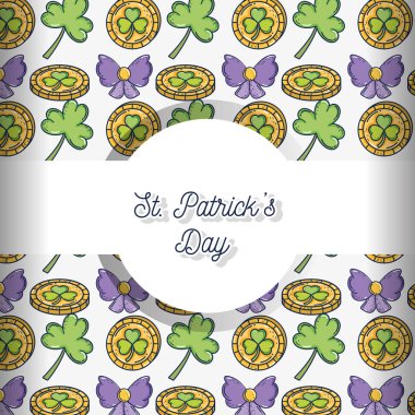 yonca ve şerit yay arka plan vektör çizim ile altın sikke