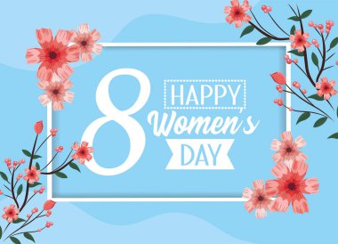 çerçeve çiçek ve dalları ile kadın gün vektör çizim için yaprakları